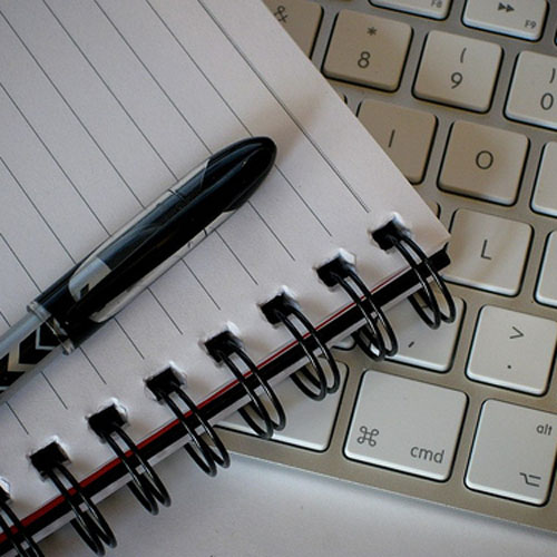 A notebook on a keyboard